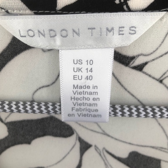 NWOT Long Sleeve wrap dress White Black Sz 10 - Picture 7 of 8